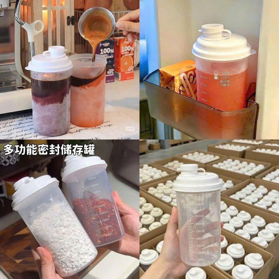 SET 3 Bình Lắc Pha Sữa/Pha Cafe Mini 450ml Có Vạch Chia Dung Tích, Hũ Đựng Thực Phẩm Đa Năng Nắp Kín Chống Tràn - HÀNG CHÍNH HÃNG MINIIN