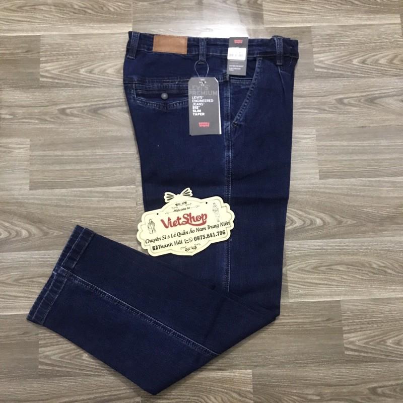 Quần bò dài nam trung niên túi chéo dáng thụng chất co giãn hàng cao cấp Levi’s đẹp