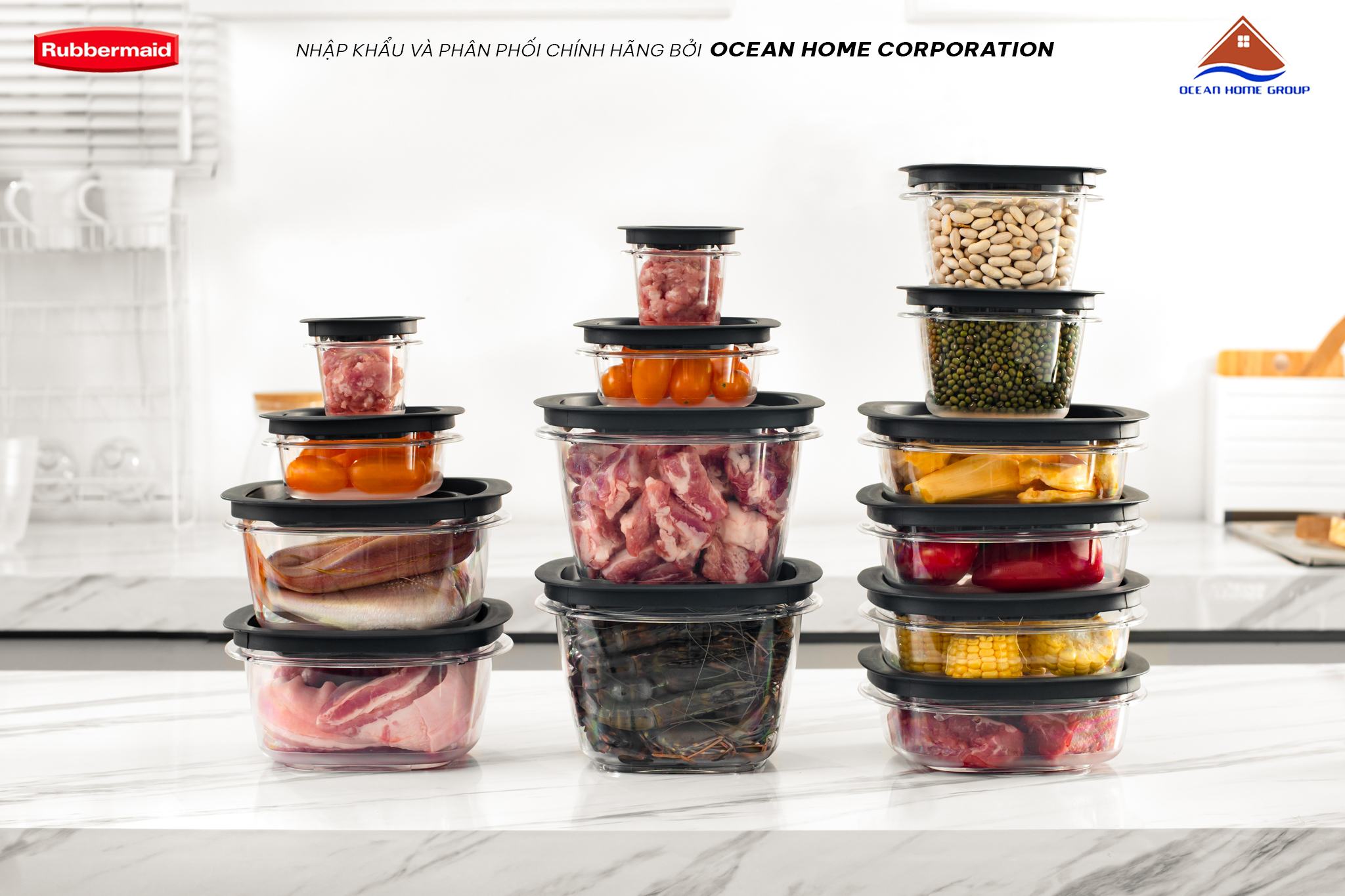 Bộ hộp nhựa cao cấp Tritan nắp đen Rubbermaid USA