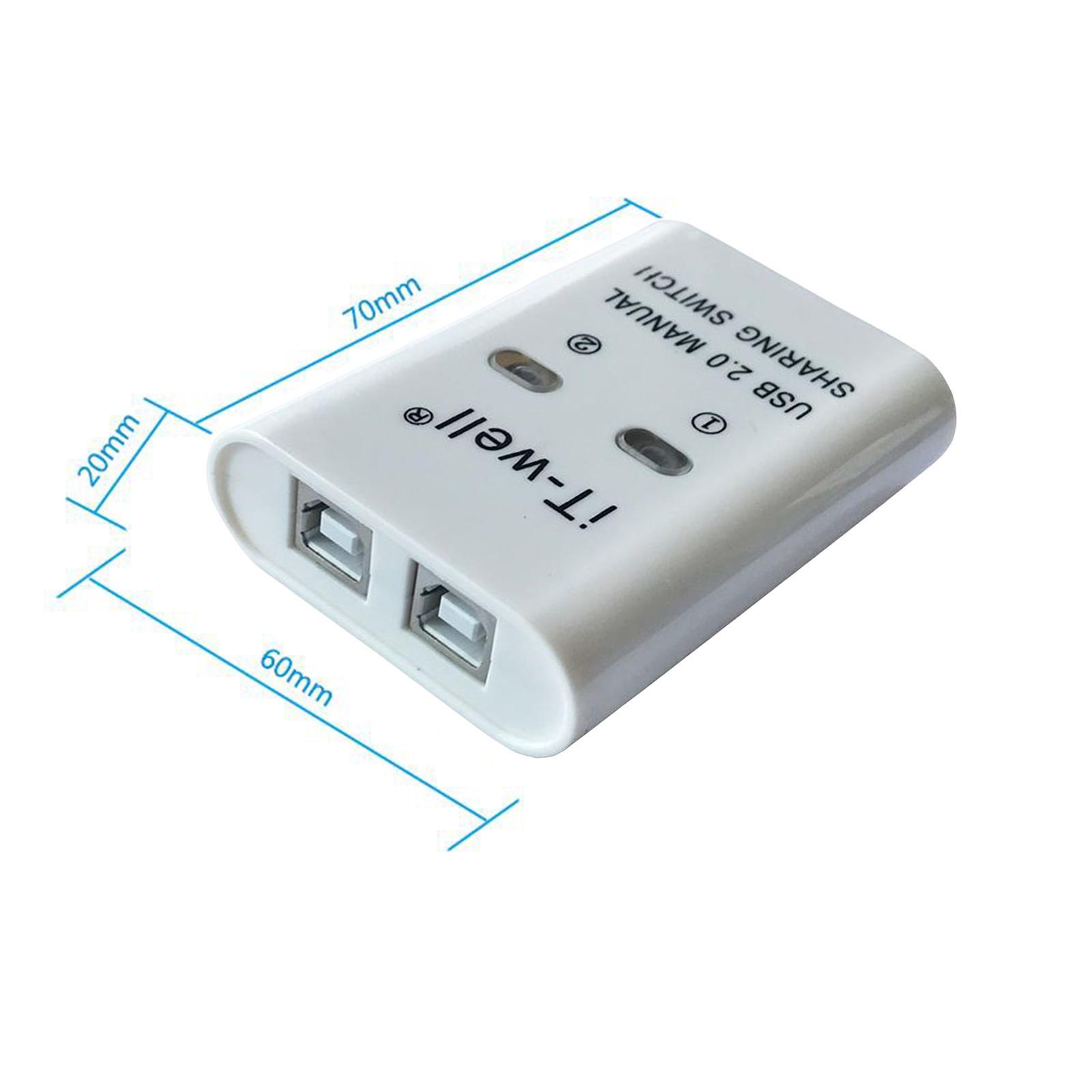 2 in 1 Out USB Printer Sharing Device Splitter Hub Plug and Play