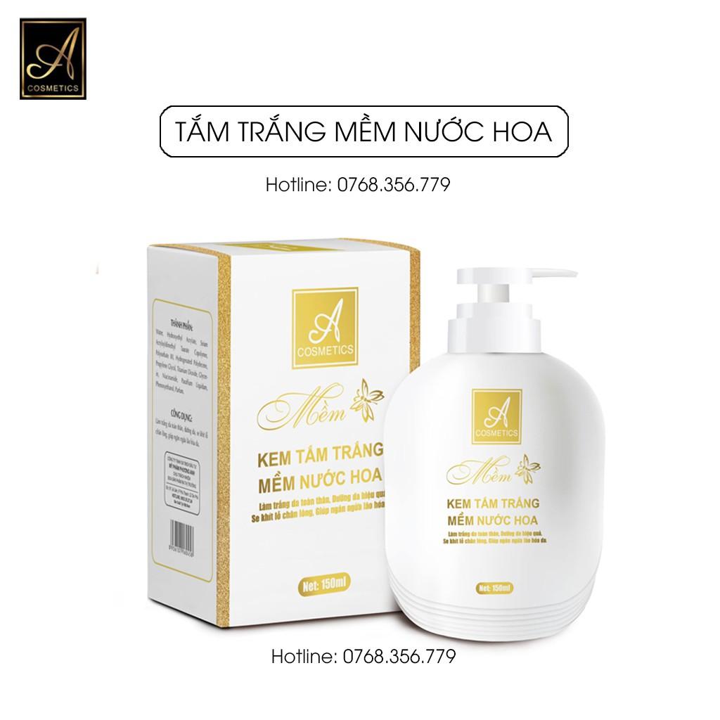 Combo Kem tắm trắng mềm nước hoa 150ml + Kem body mềm nước hoa Acosmetics 250g, Combo kích trắng da body cấp tốc