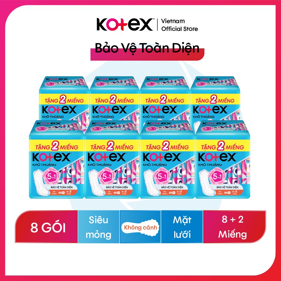 Combo 8 Băng Vệ Sinh Kotex Penta Khô thoáng Siêu Mỏng 8 miếng