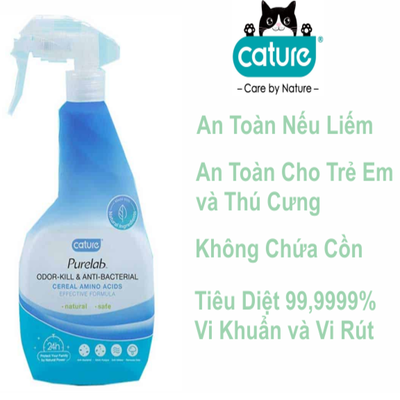 Xịt khử mùi kháng khuẩn CATURE PURELAB chó mèo – Odor Kill &amp; Anti Bacterial Spray Cature Chai 500ml