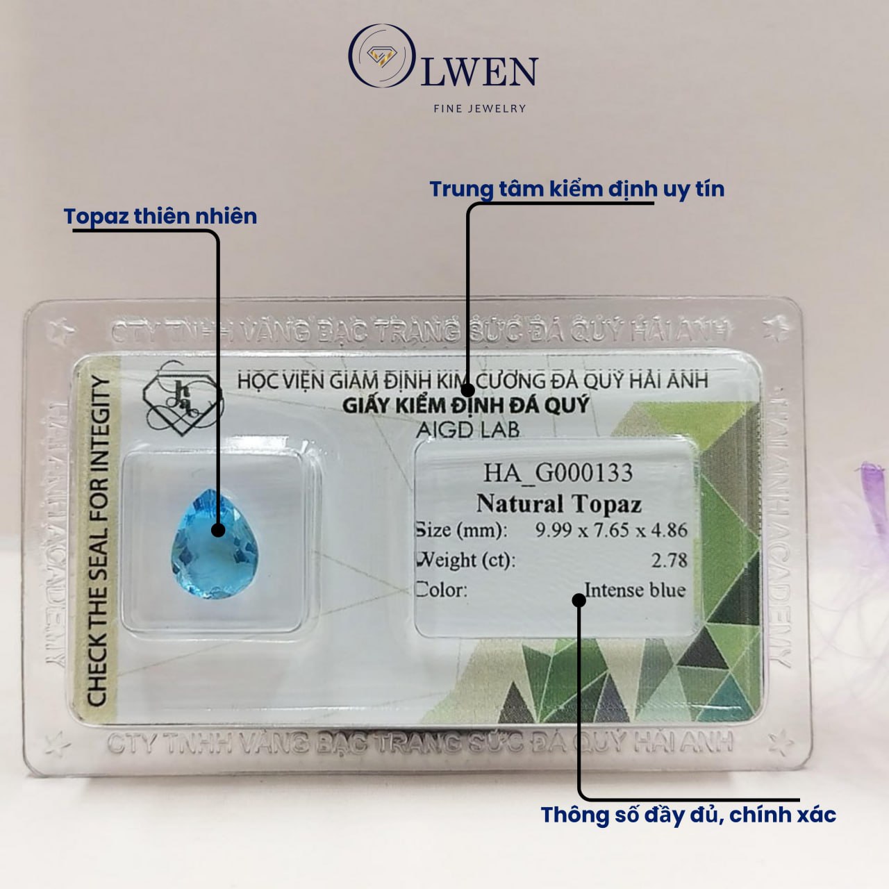 Viên đá Topaz thiên nhiên kiểm định HA_G000133
