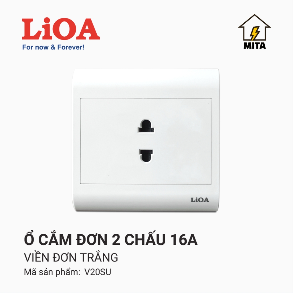 Ổ cắm điện âm tường LiOA loại mặt Vuông