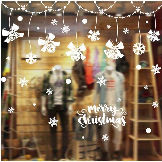 Decal trang trí noel rèm nơ trắng