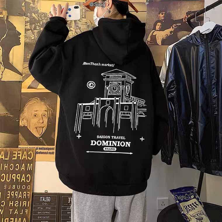 Áo Hoodie Tay Dài Chợ Bến Thành Phong Cách Hip Hop Đường Phố Cho Nam Nữ Với 3 Màu (XS-5XL)