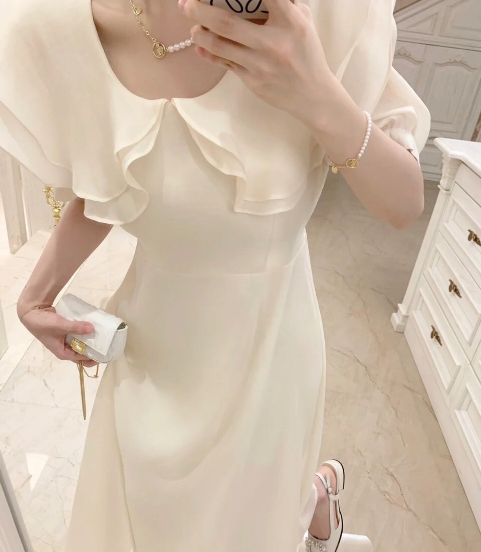 Đầm maxi tơ cổ bèo ulzzang hàn quốc