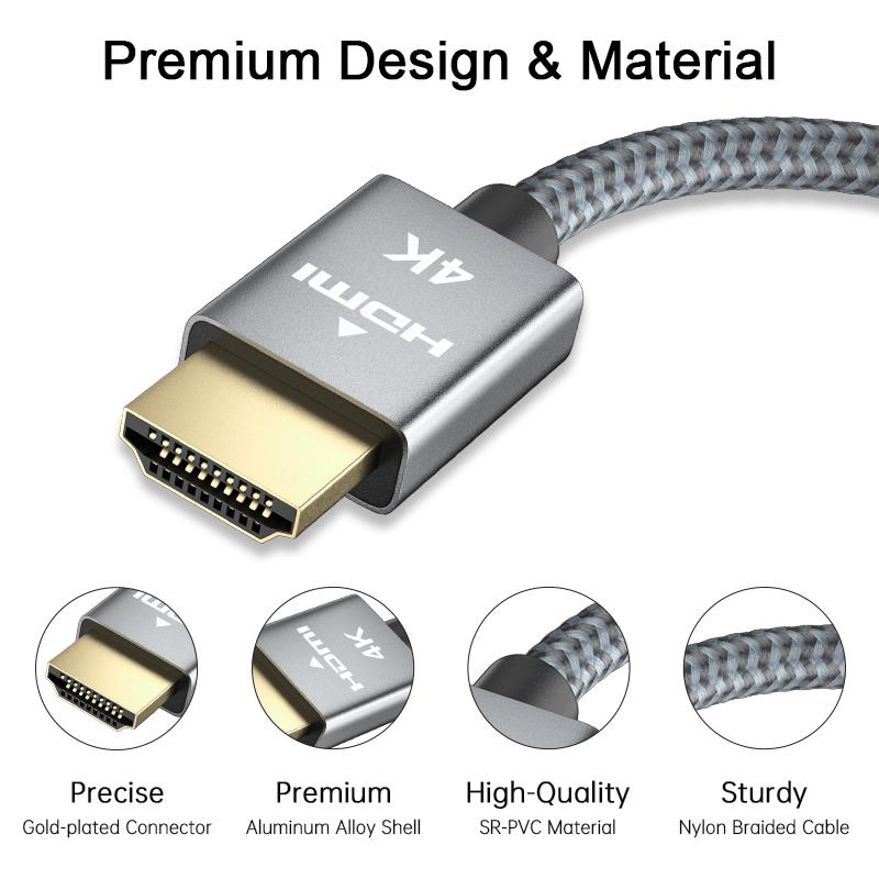 Cáp 4K HDMI Tốc độ cao 18Gbps HDMI 2.0 Cáp HDR 3D BRAIDED CORD CREW ARC tương thích cho MacBook Pro 2021 UHD TV máy chiếu PC