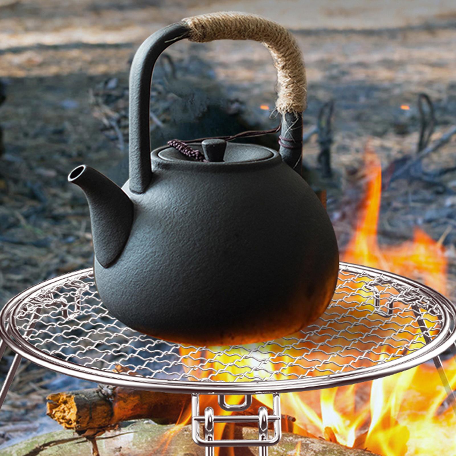 Thiết kế 3 chân Dày dặn có thể gập lại Gấp được Lửa trại Nướng BBQ Grate Di động để cắm trại Nấu ăn ngoài trời Có dã ngoại