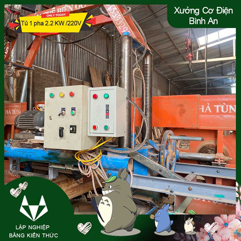 Tủ điều khiển 1 pha 2,2kw dùng điện sinh hoạt 220v chống ngắn mạch và quá dòng, điều khiển bơm, quạt