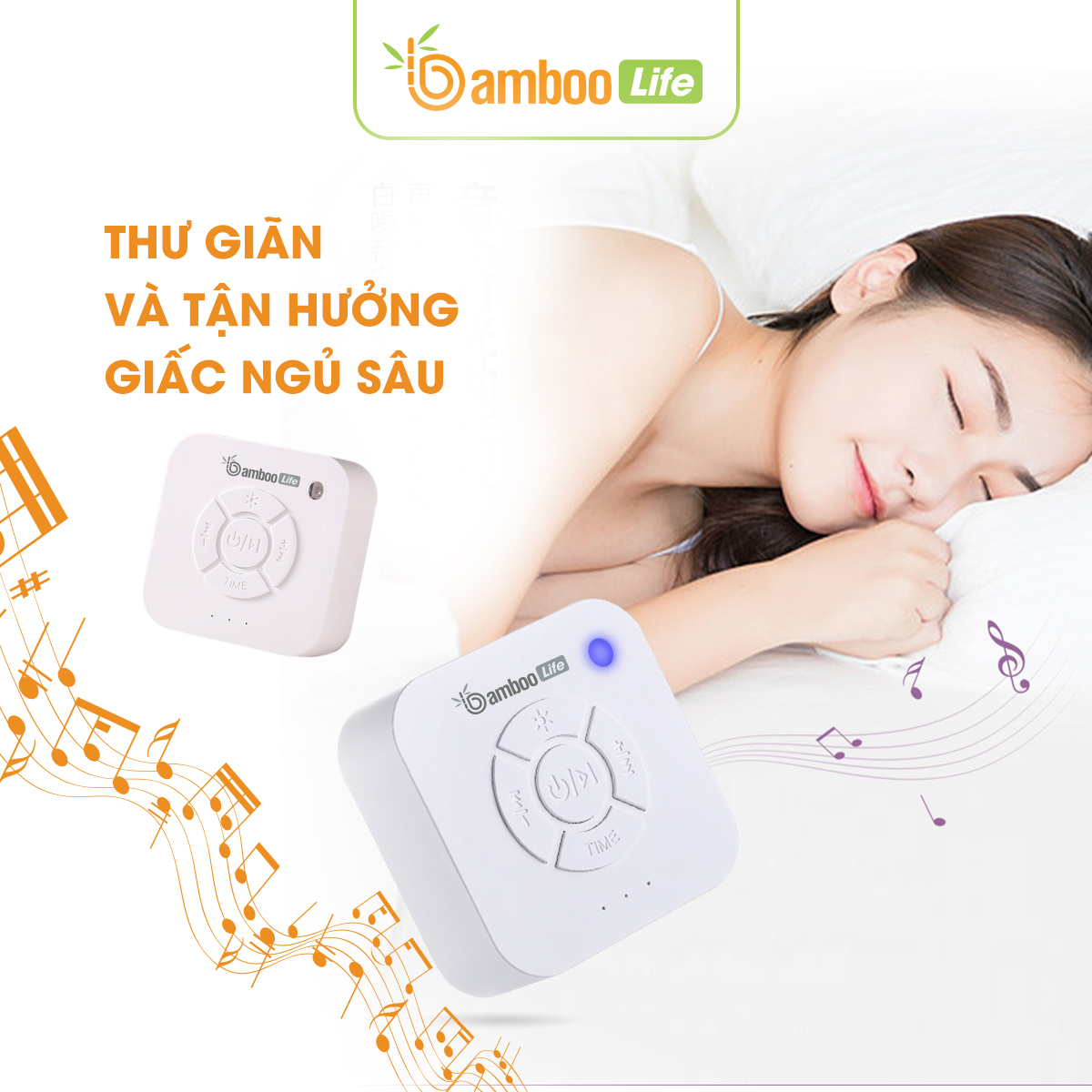 Máy tạo tiếng ồn trắng Bamboo Life BL083 hàng chính hãng Máy nghe tiếng ồn trắng white noise giúp bé ngủ ngon, sâu giấc chống giật mình