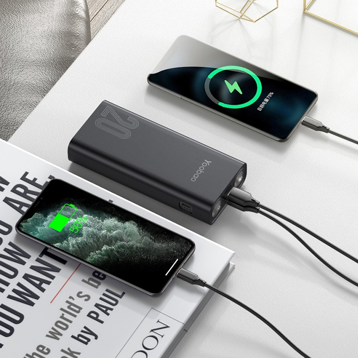 Pin sạc dự phòng Yoobao L20 công suất 20000mAh, tích hợp đèn, sạc nhanh, Trợ thủ đắc lực của điện thoại bạn cho các chuyến du lịch, dã ngoại, đi cafe, dân văn phòng,....