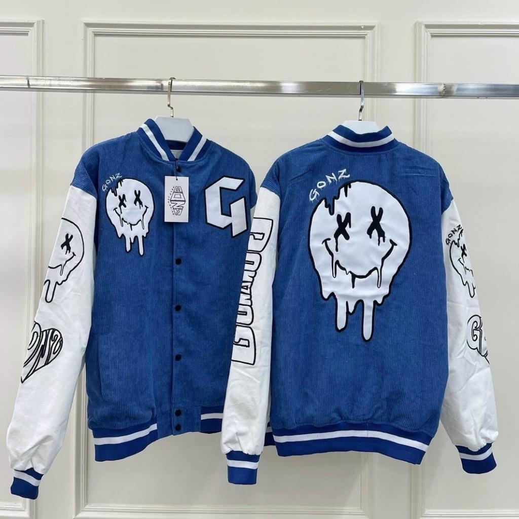 Áo khoác nhung gân tăm chử G unisex ulzzang áo bomber jackets street style nam nữ form rộng rẻ đẹp