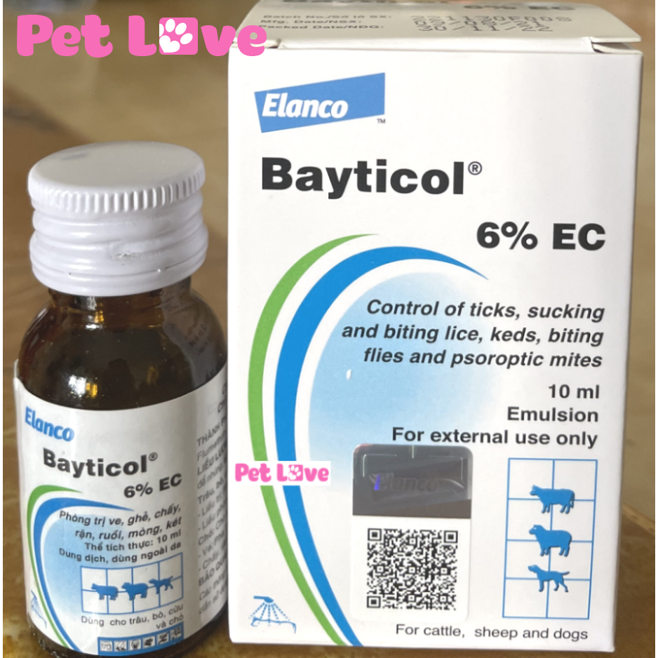 Thuốc pha tắm hoặc phun xịt trị ghẻ, ve rận trên chó Bayticol