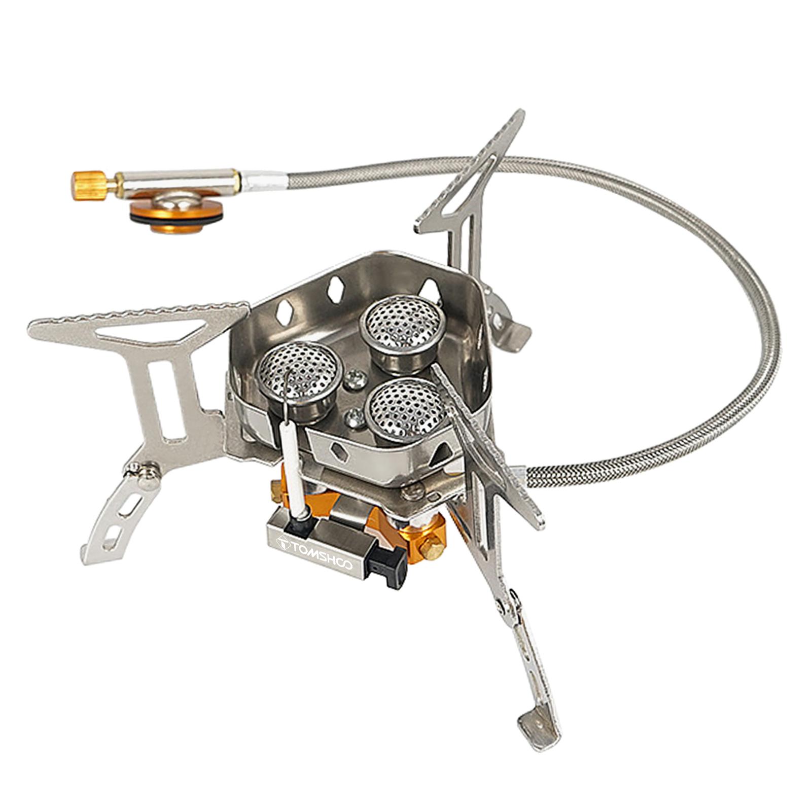 TOMSHOO 5800W Foldable Camping Gas Stove 3 Burners Piezo Ignition Lightweight Windproof Backpacking Stove Outdoor Cooking Stove for Camping Hiking Picnics