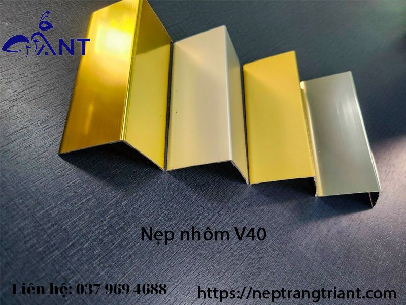 Nẹp nhôm v40, nẹp trang trí, dày 1 li, thanh dài 2m7, giá tính theo thanh