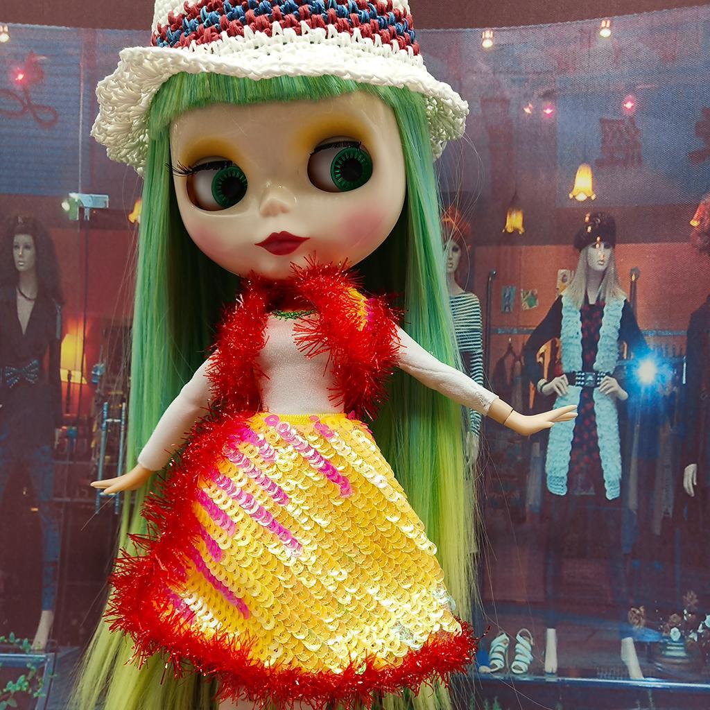 Fashion Doll Dress Top Jumpsuit Hat Set for Blythe Dolls Dress up 12inch Doll Accessory
