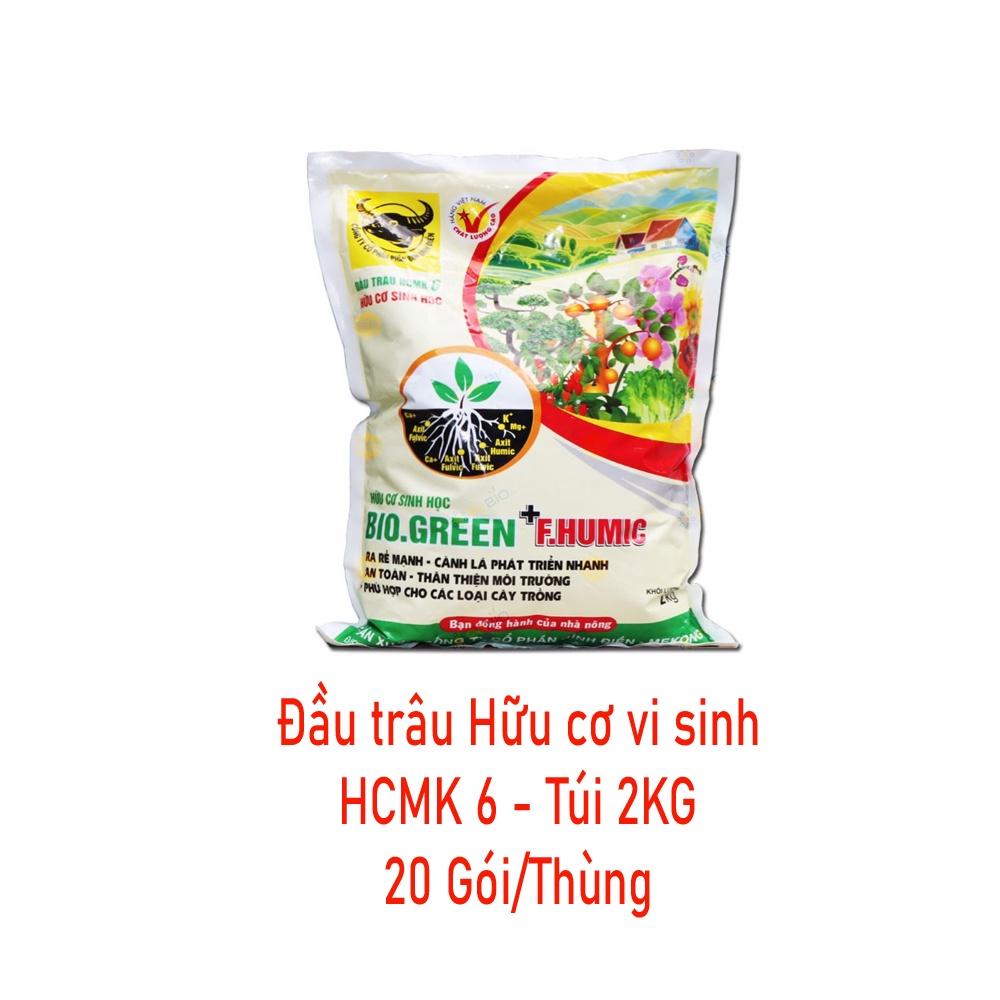 Đầu trâu HCMK 6 Hữu cơ sinh học BIO.GREEN + F.HUMIC - Ra rễ mạnh, cành lá phát triển nhanh...(Túi 2KG)