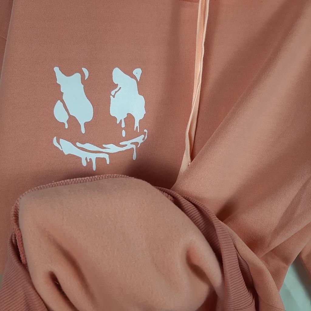 Áo khoác nỉ có mũ 2 lớp SAM CLO - HOODIE chui freesize form rộng nam nữ unisex in hình MẶT CƯỜI chữ X