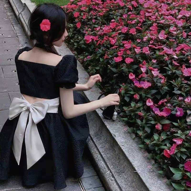 ĐẦM BABYDOLL GẤM CUTOUT NƠ LƯNG