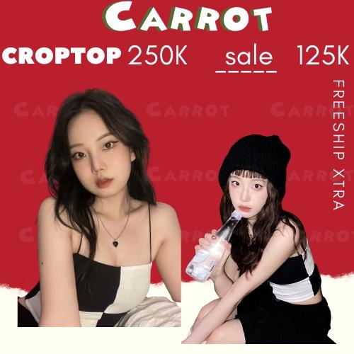 Áo Croptop 2 Dây Sợi Bún Gân Tăm Dáng Ôm Thon Gọn Mềm Mịn Carrotxinhdep MUA KÈM DEAL SỐC