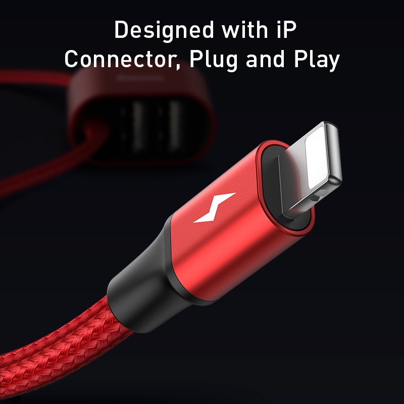 Cáp sạc đặc biệt Baseus Special Data Cable for Backseat (USB to iP+Dual USB) - Hàng Chính Hãng