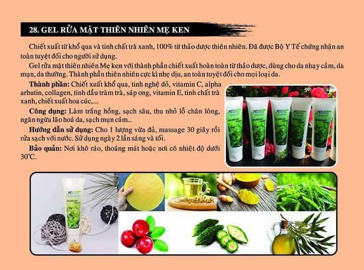 GEL RỬA MẶT CHIẾT XUẤT KHỔ QUÀ VÀ TRÀ XANH MẸ KEN 500ml- Dành cho da hỗn hợp, da nhờn, SỮA RỬA MẶT - tặng kèm 1 khăn mặt