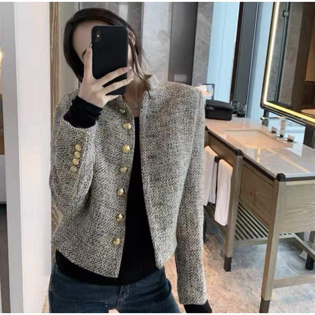 Áo Dạ Cổ Trụ 2 Lớp Cúc Đồng Đệm Vai Form Chuẩn - Sarang Clothing