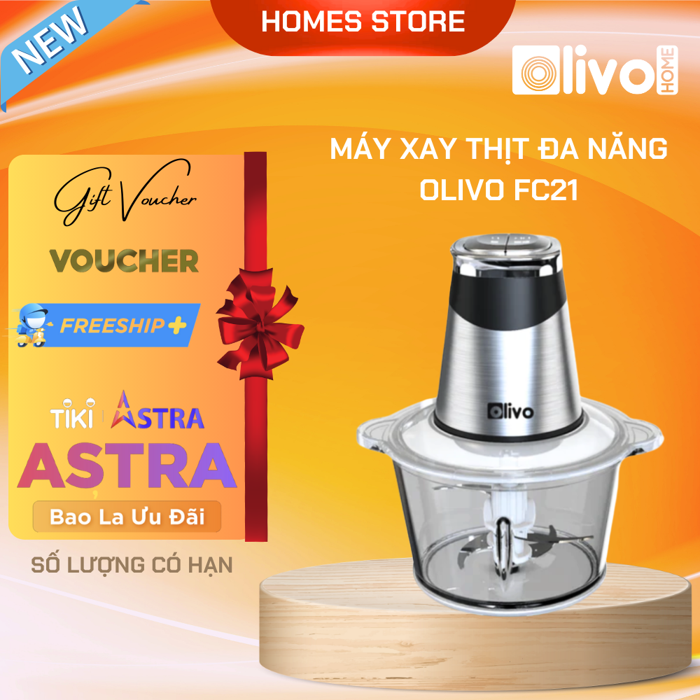 Máy Xay Thịt, Máy Xay Thực Phẩm Đa Năng Olivo Fc21 Thương Hiệu Mỹ Dung Tích 2.1 Lít Công Suất 500 W - Hàng Chính Hãng