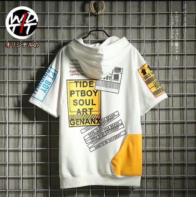 Áo Thun Tay Ngắn Hoạ Tiết Miếng Vá 2 Màu Size S-3Xl