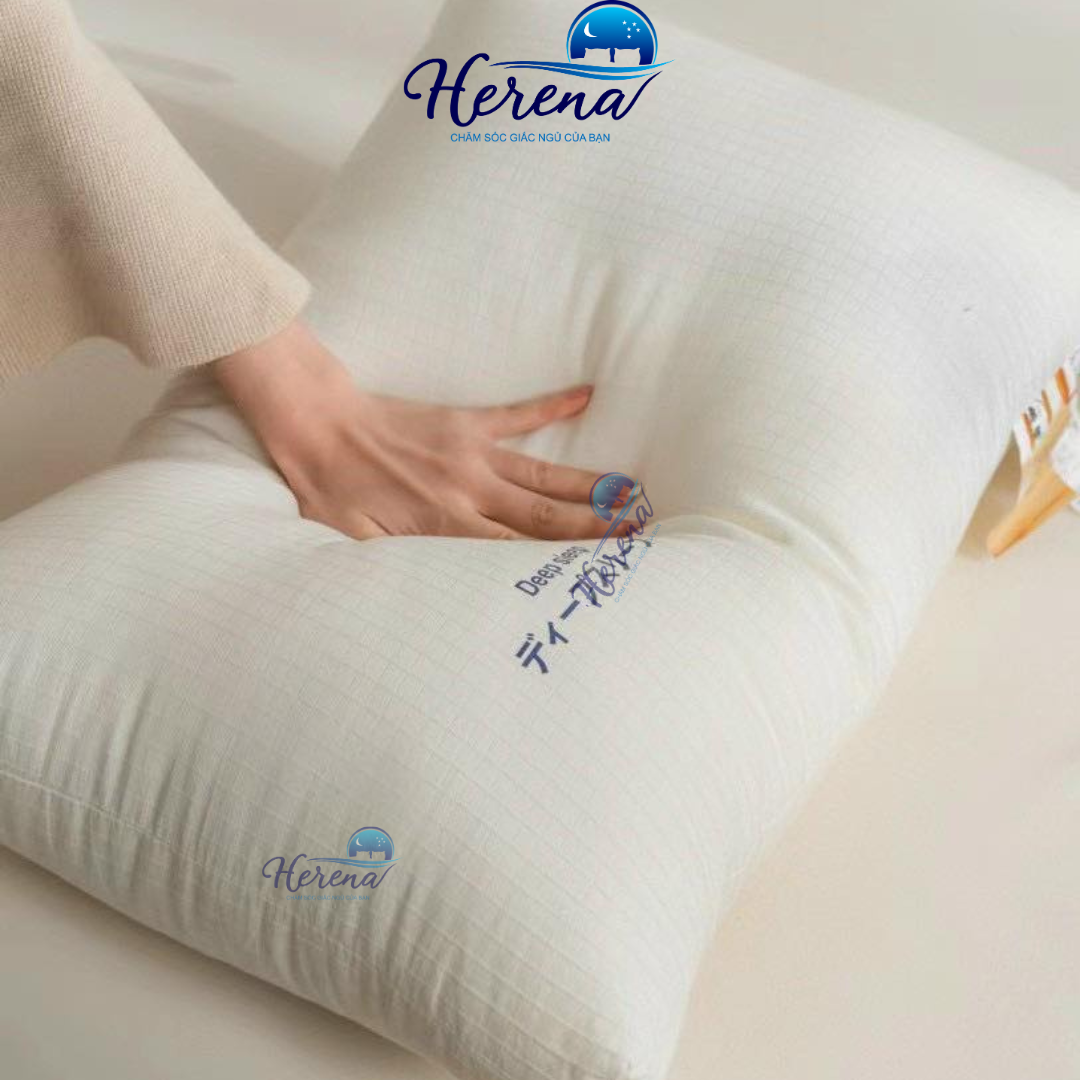 Ruột Gối Lông Vũ Cao Cấp HERENA Gối bông hơi nằm ngủ chống đau cổ vai gáy kích thước 50x70 cm