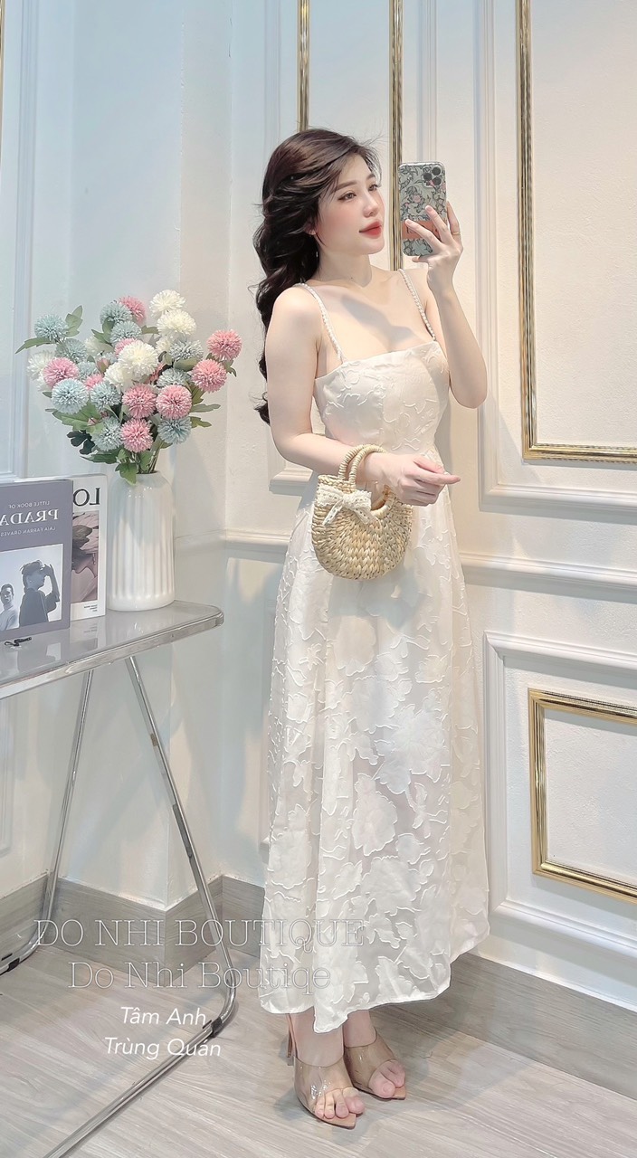 Váy maxi dây ngọc 3 màu sang chảnh
