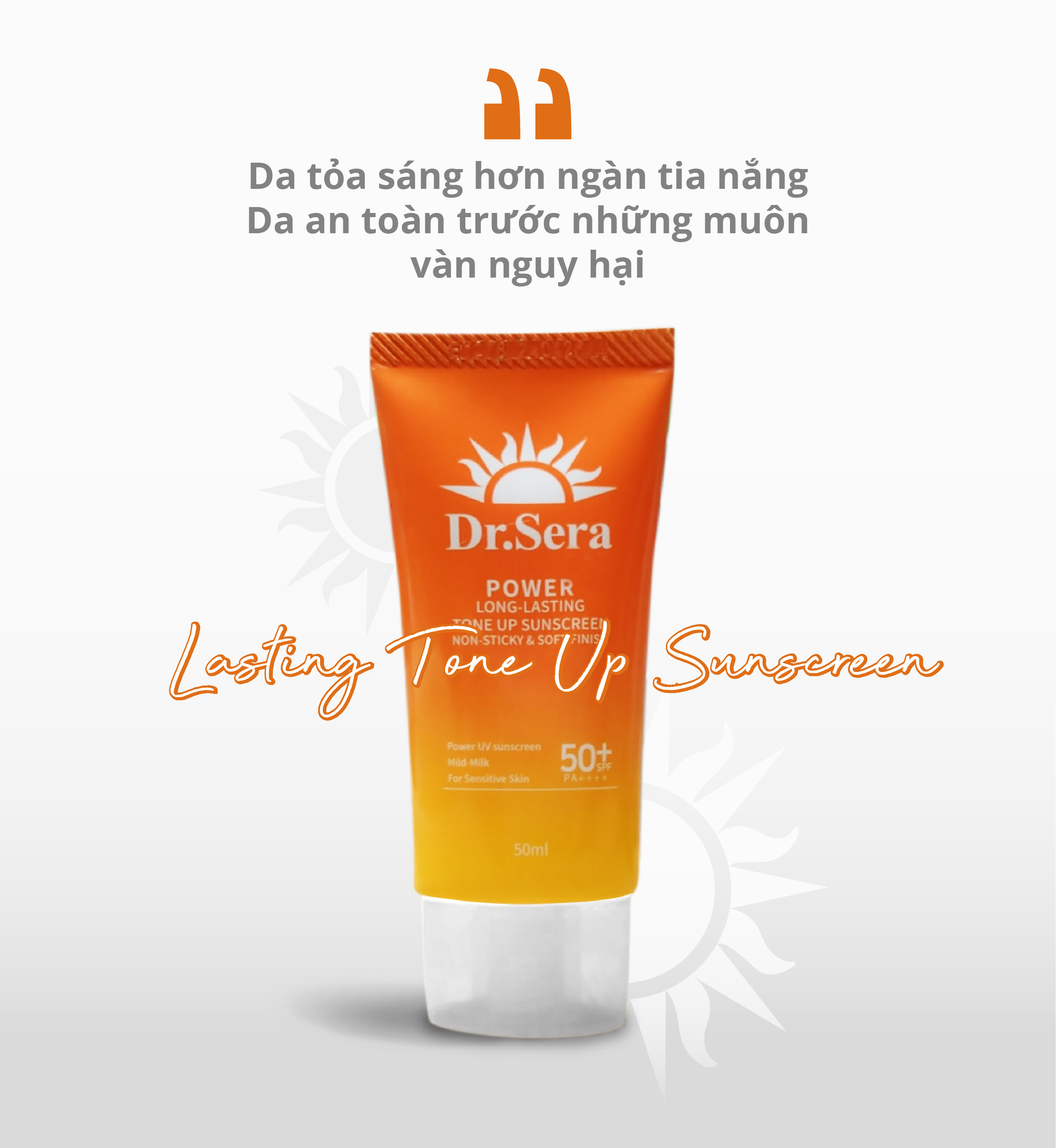 Kem chống nắng ngừa tia UV, che khuyết điểm Dr.Sera Power Long-Lasting Tone Up Sunscreen SPF50+/PA+++ 50ml