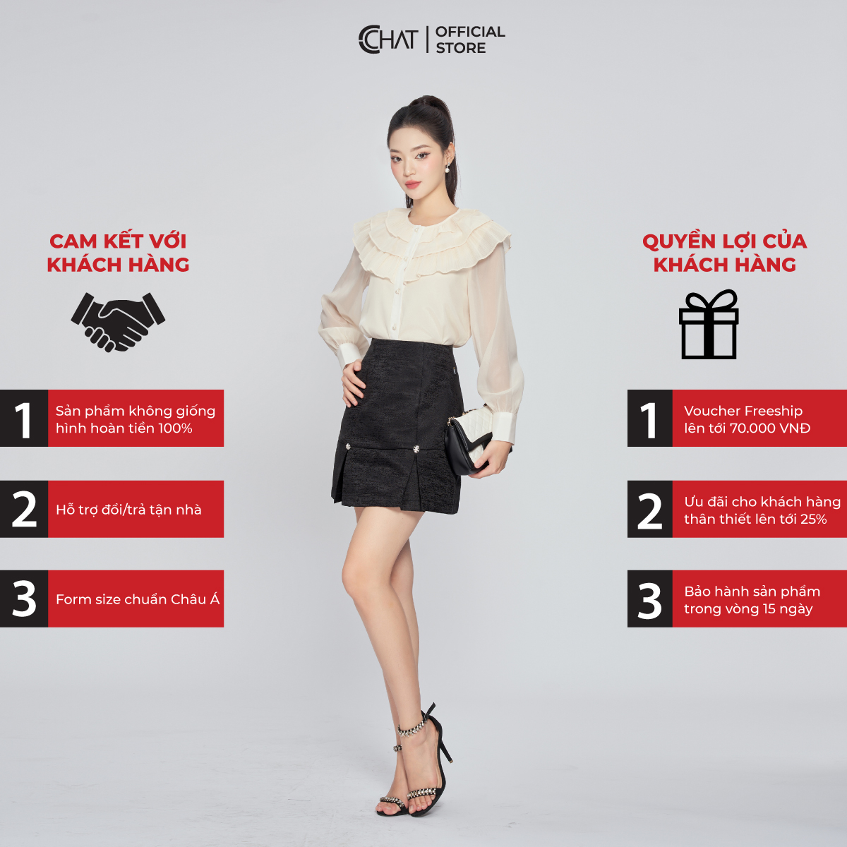 Áo Sơ Mi Nữ  Kiểu Bèo Cổ 3 Tầng Dáng Suông Chất Voan Cao Cấp 13FDV8011ST