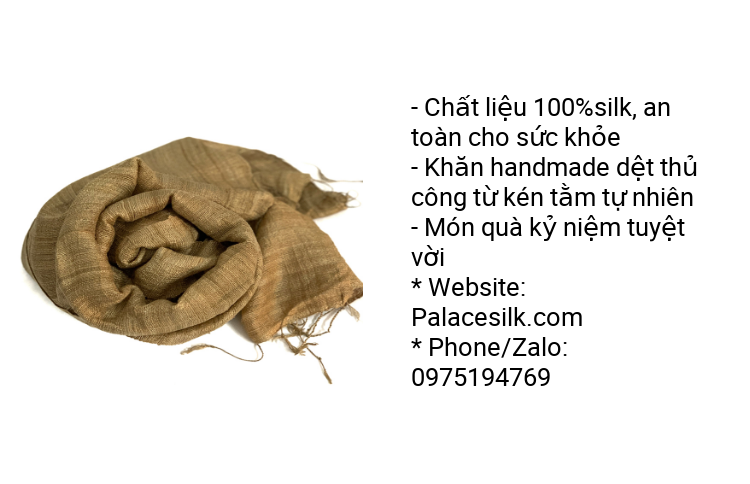 Khăn quàng cổ chất liệu đũi, 100% sợi tơ tằm, màu vàng đất, khăn handmade dùng được cho cả nam và nữ