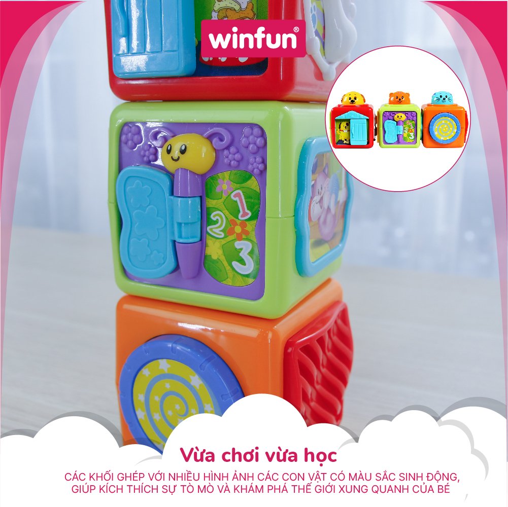 Đồ chơi xếp hình khối nhận biết màu sắc hình thú cưng Winfun 0613 cho bé