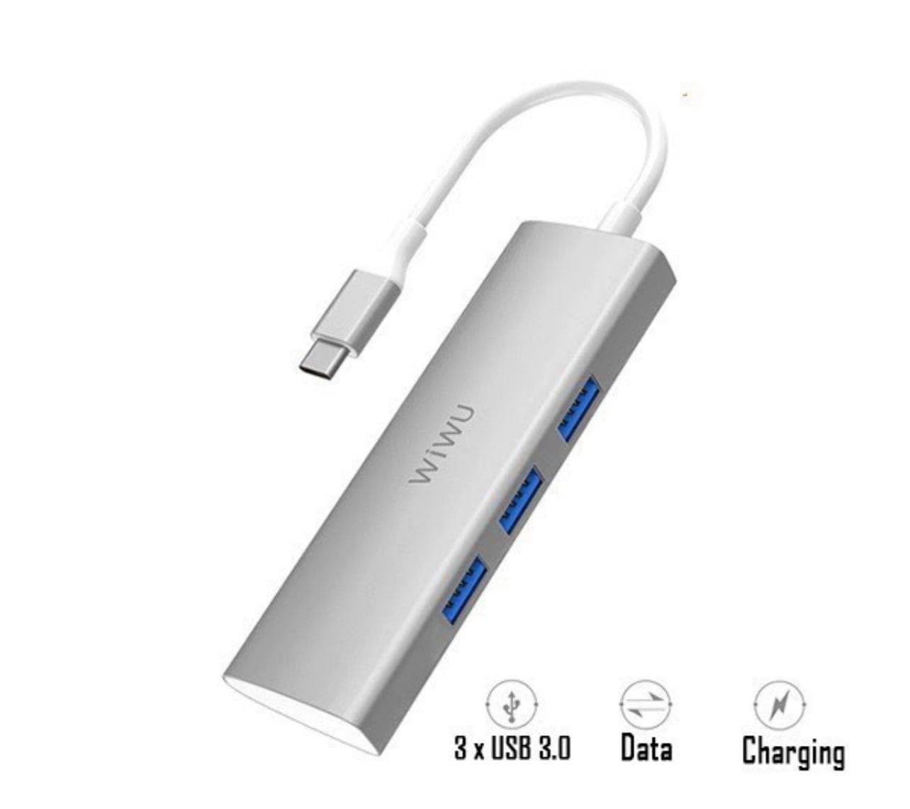 Hub sạc nhanh đa năng 7 in 1 chia cổng Type-C hiệu WIWU ALPHA A731HP Ba Cổng USB 3.0 - Hàng Chính Hãng