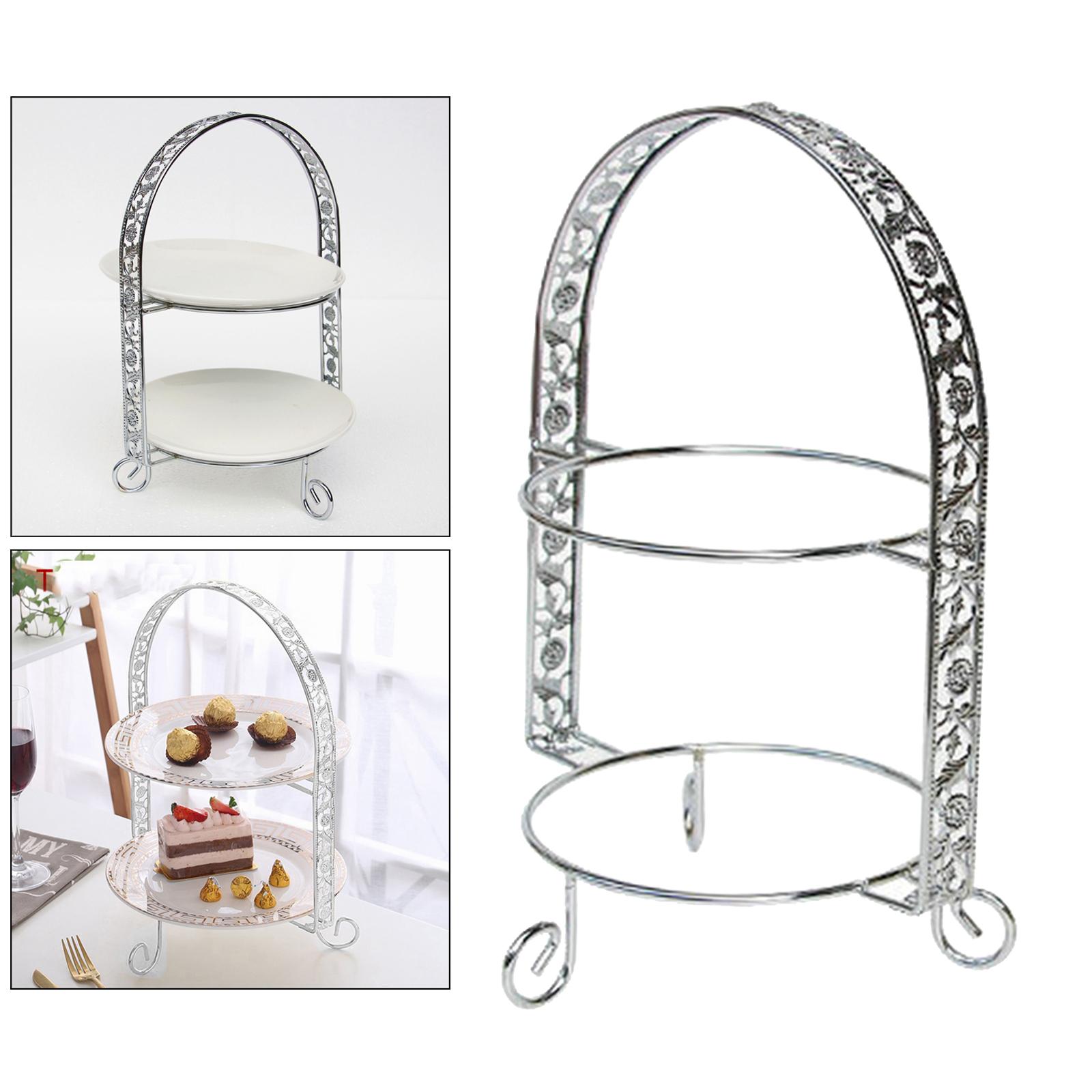 Iron 2-Tire Cupcake Platter Display Stand Serving Plate Rack