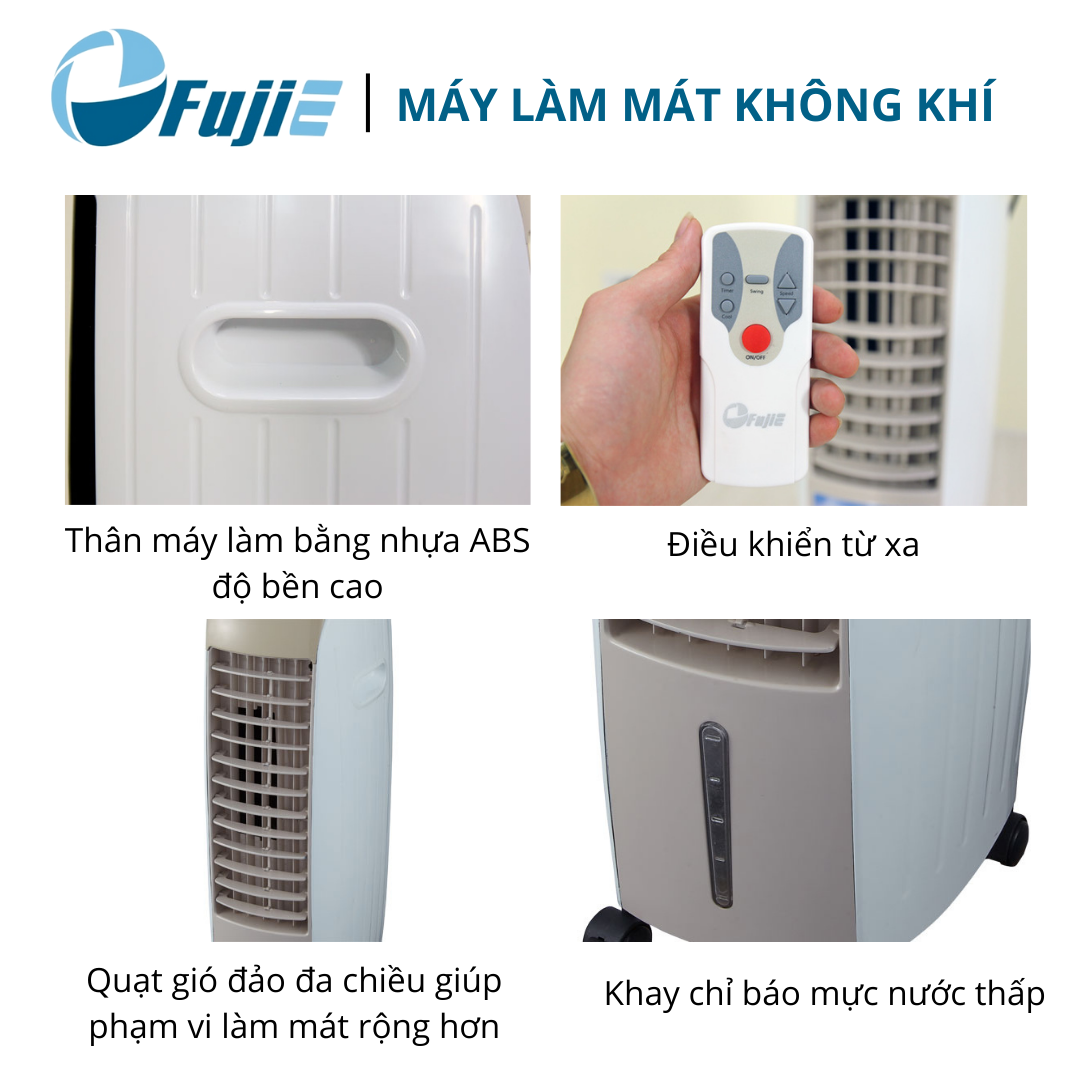 Máy làm mát không khí không phun sương FujiE AC-18B cho phòng 6-10m2, bình chứa 6,5 lít kèm điều khiển từ xa - Hàng chính hãng