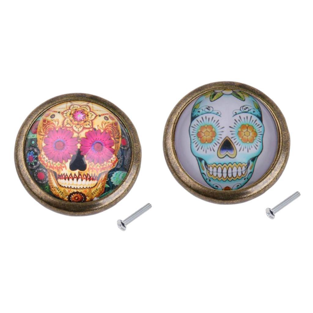2 Pieces Vintage Round Door Cupboard Drawer Dresser Cabinet Pull Handle Knob