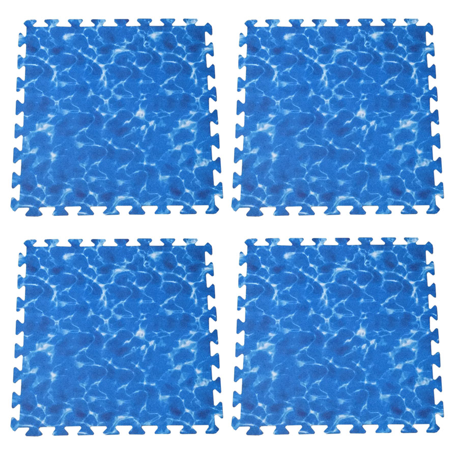 Bộ 4 tấm Thảm xốp lót sàn ECOBABY an toàn cho bé - hình sóng biển màu xanh dương - kích thước 1 tấm 60x60cm, độ dày khoảng 0,9-1cm