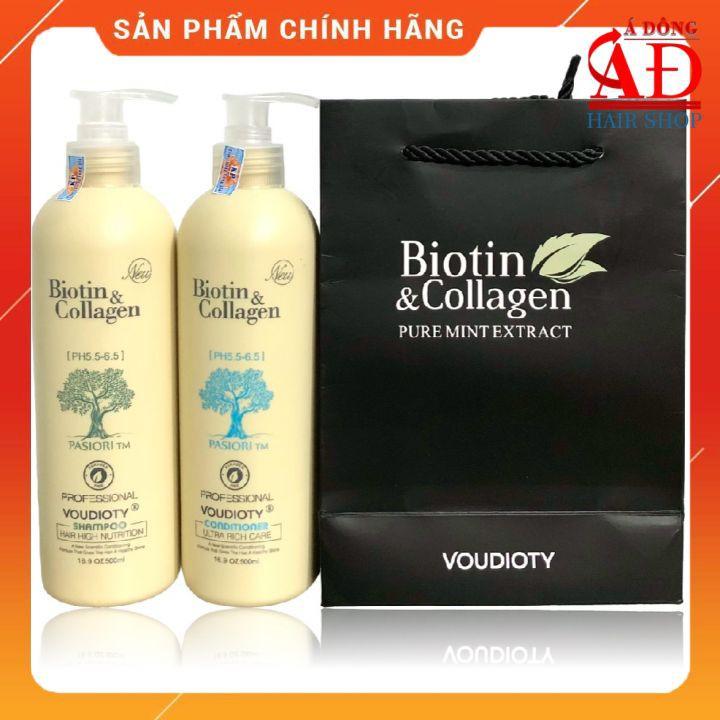 [VAT][500ml*2] Cặp dầu gội xả Biotin &amp; Collagen Trắng Pasiori phục hồi ngăn rụng kích thích mọc tóc