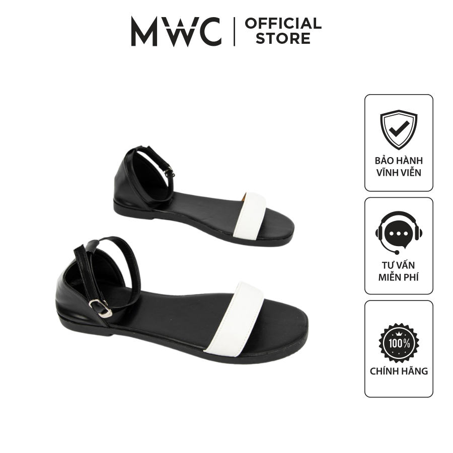 Giày Sandal Nữ thời trang MWC giày sandal đế bệt quai ngang basic siêu HOT NUSD- 12011
