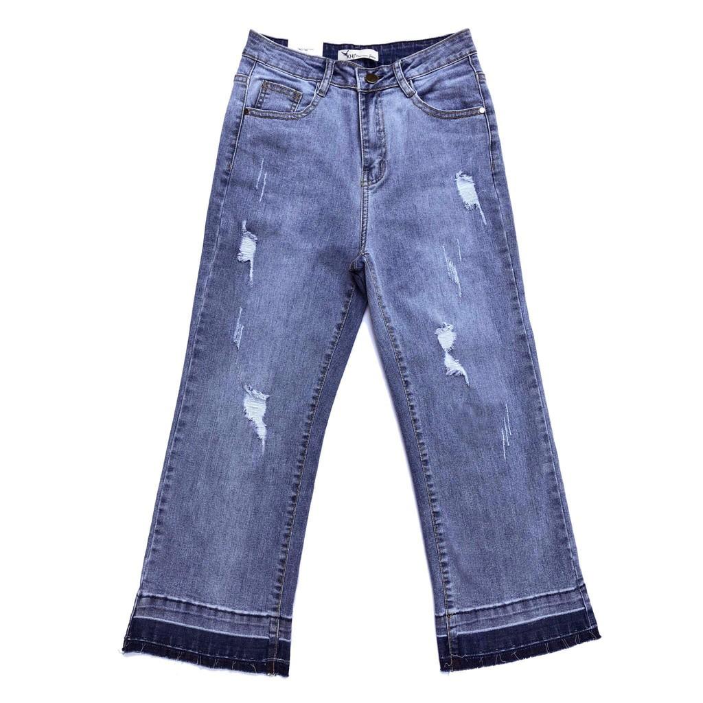 Quần Jean Nữ KHJ ,Ống Voi , Lỡ , Lai Kiểu , Xanh Lợt