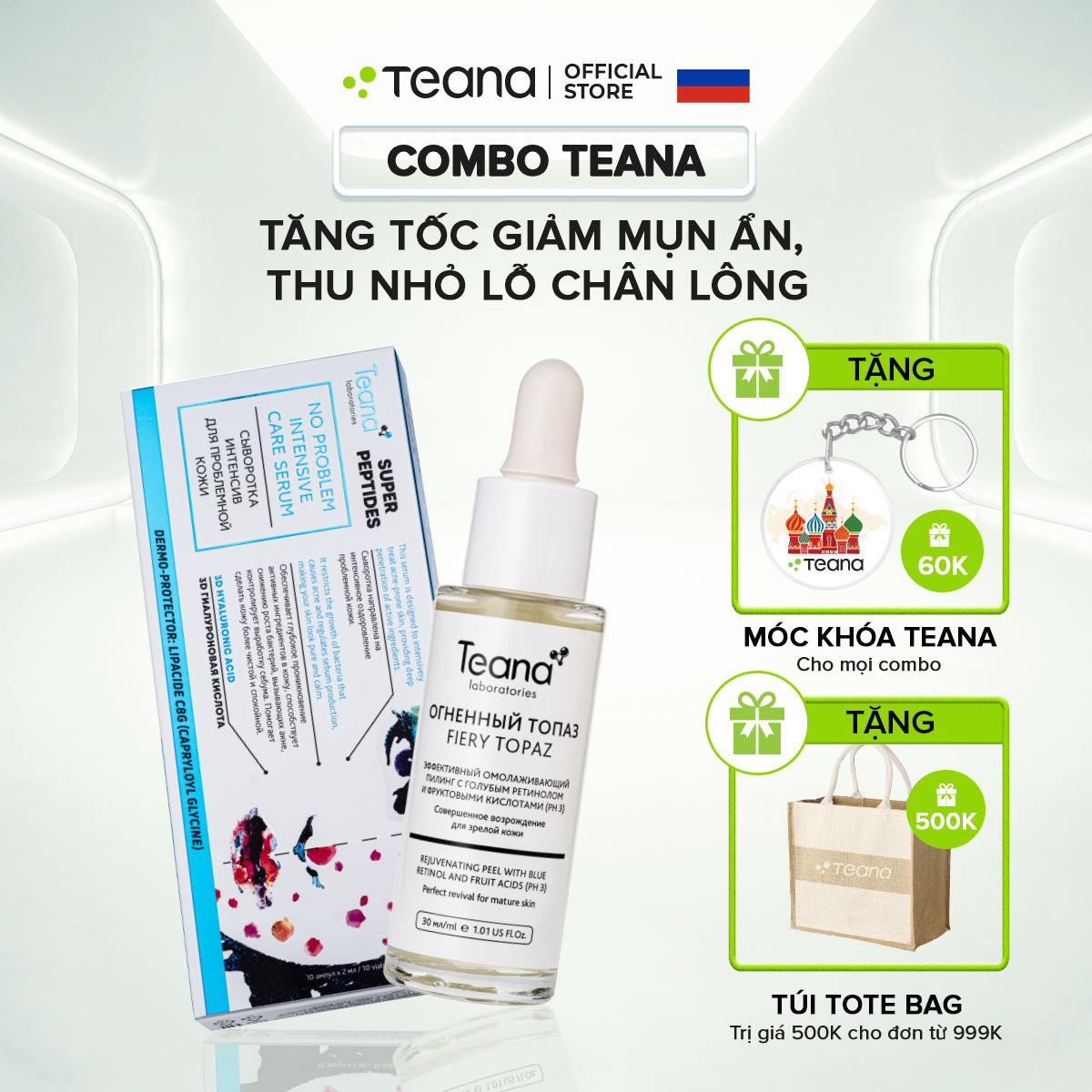 Combo Teana tăng tốc giảm mụn ẩn, thu nhỏ lỗ chân lông