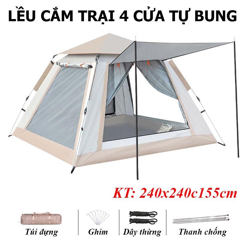 Lều Cắm Trại Du Lịch Dã Ngoại, Lều Phượt Tự Bung 4 đến 6 người Chống Thấm Nước Chống Muỗi Gấp Gọn Tiện Lợi