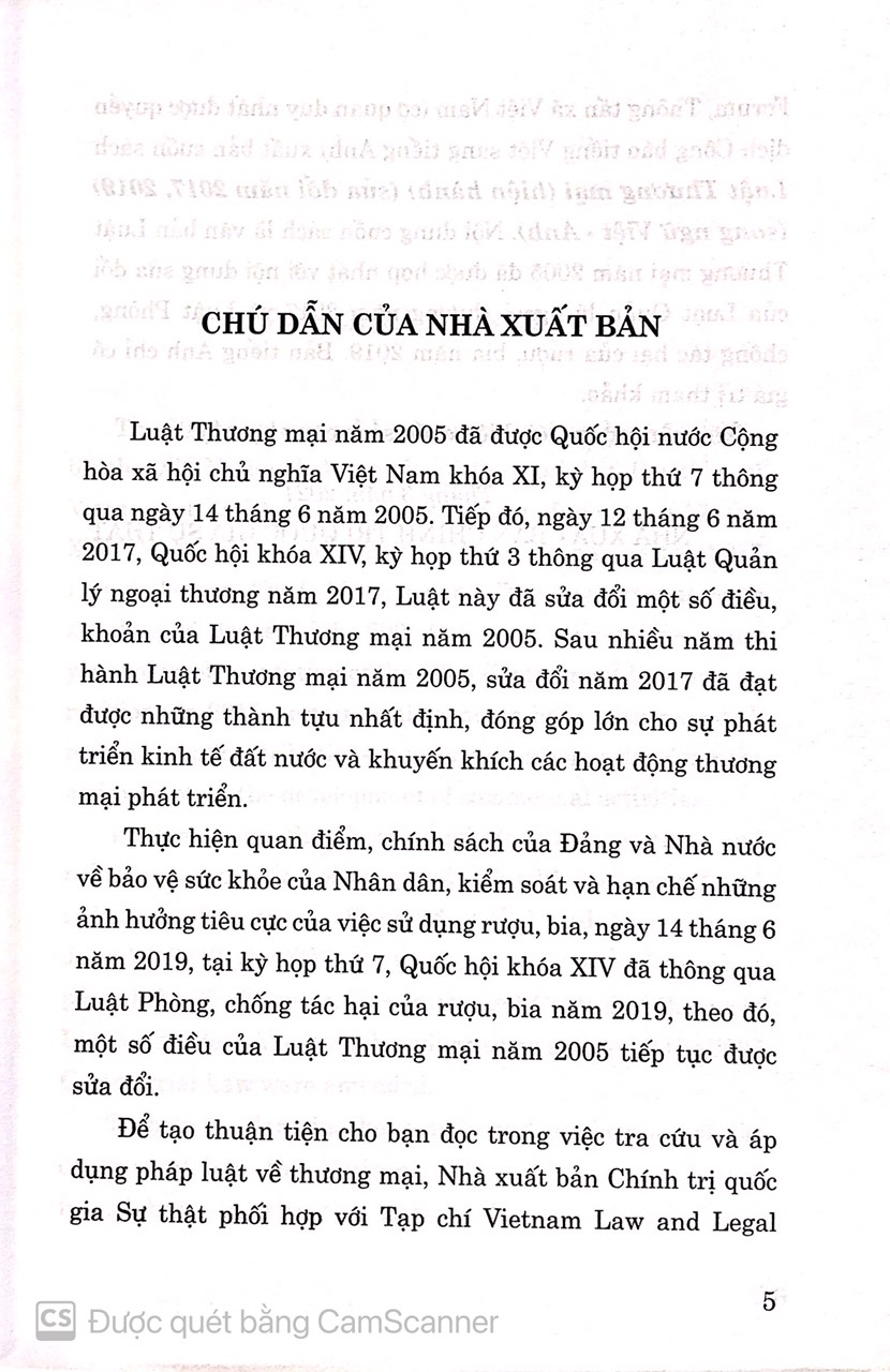 Luật Thương mại ( Hiện hành ) ( Sửa đổi năm 2017, 2019 ) ( Song ngữ Việt - Anh)