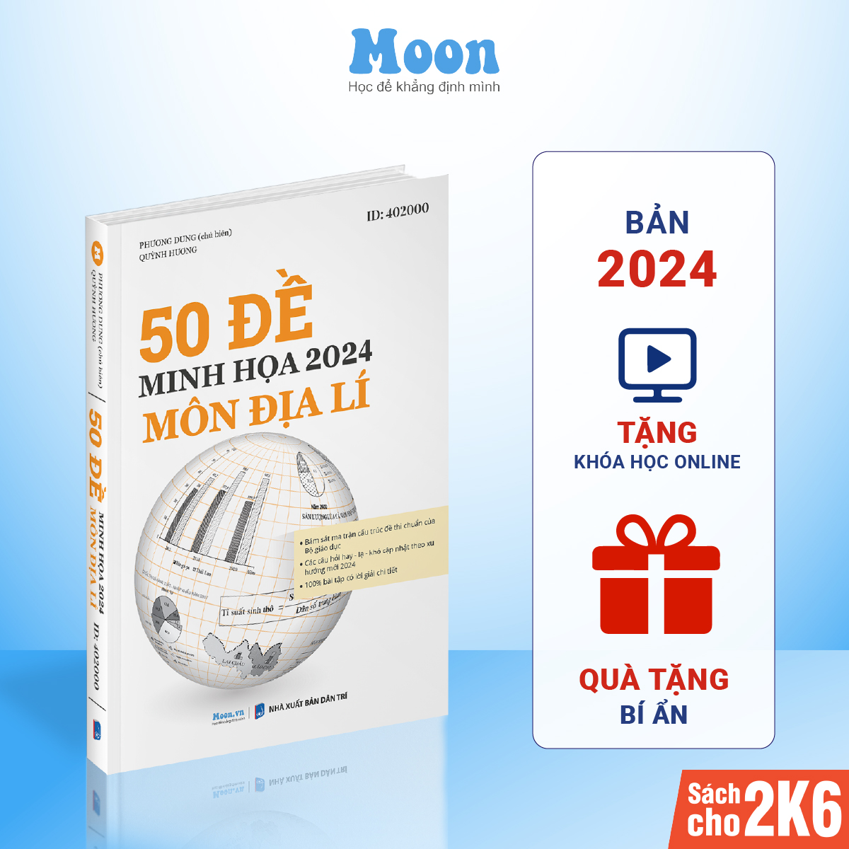 Sách ID 50 Đề Minh Hoạ Môn Địa Lý ôn luyện thi THPT Quốc Gia 2024 Moonbook
