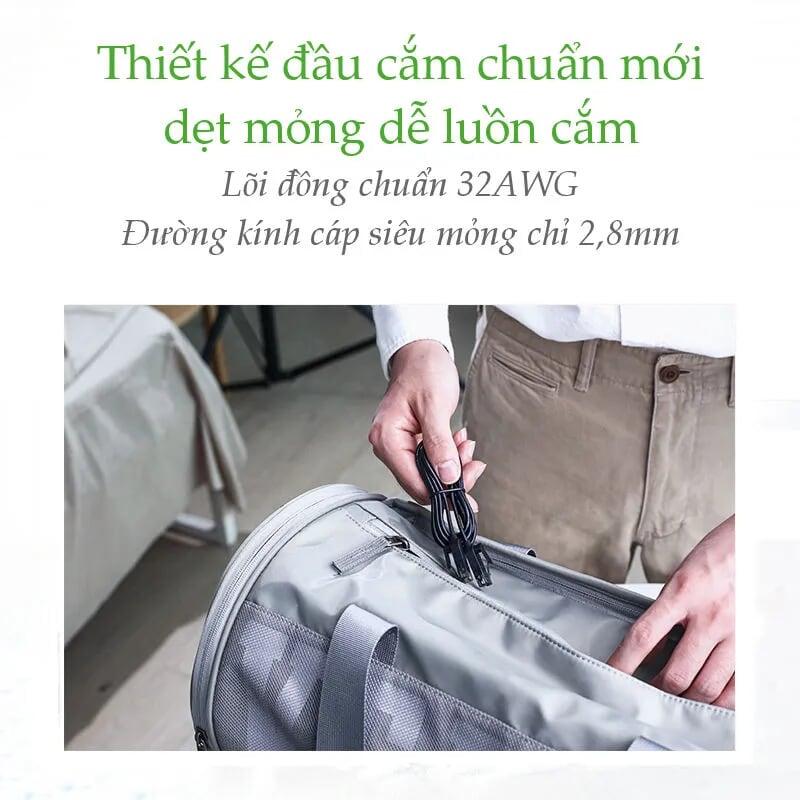 Ugreen UG70654NW122TK 5M cat6a 10Gbps 500MHz OD2.8mm Utp cáp mạng siêu mỏng thuần đồng màu đen - HÀNG CHÍNH HÃNG